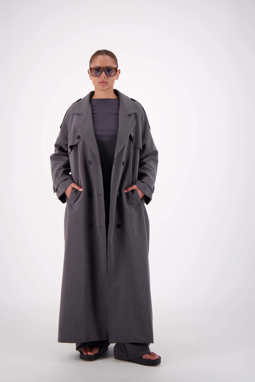 JASMINE ALEXA Womens Serena Trench in Steel Grey, WOMENS COATS & JACKETS, JASMINE ALEXA, Elwood 101