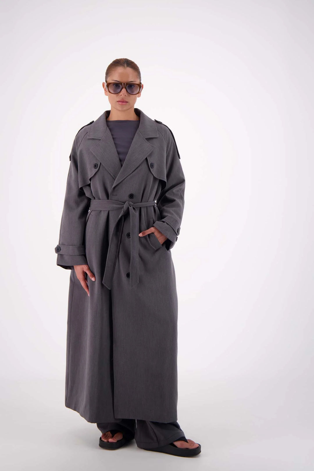 JASMINE ALEXA Womens Serena Trench in Steel Grey, WOMENS COATS & JACKETS, JASMINE ALEXA, Elwood 101