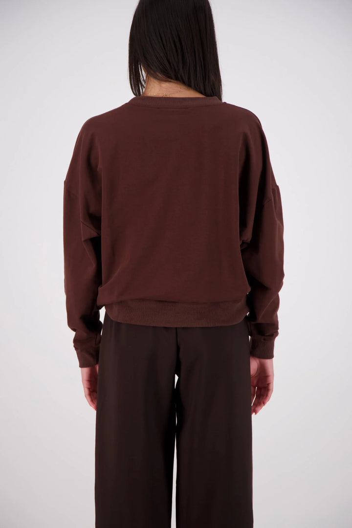 JASMINE ALEXA Womens Relaxed Crew Neck Sweatshirt in Brown