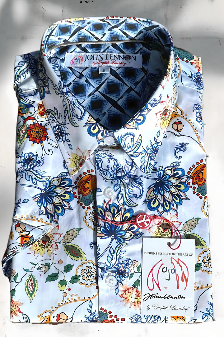 JOHN LENNON Mens Ascot Short Sleeve Shirt - White, MENS SHIRTS, JOHN LENNON, Elwood 101