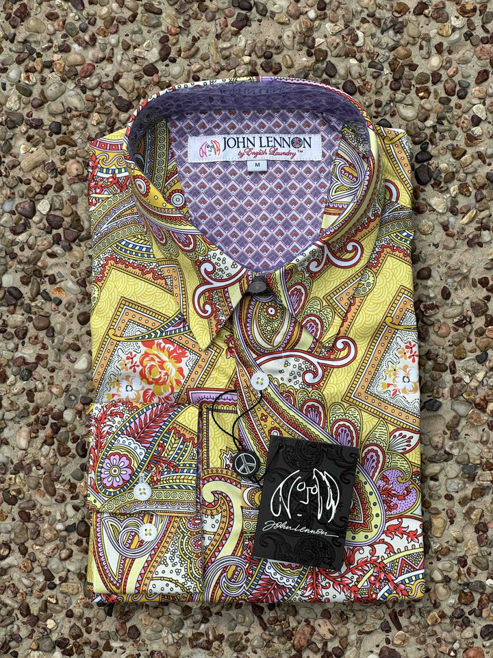 JOHN LENNON Mens Bath Long Sleeve Paisley Shirt in Multi Print, MENS SHIRTS, JOHN LENNON, Elwood 101