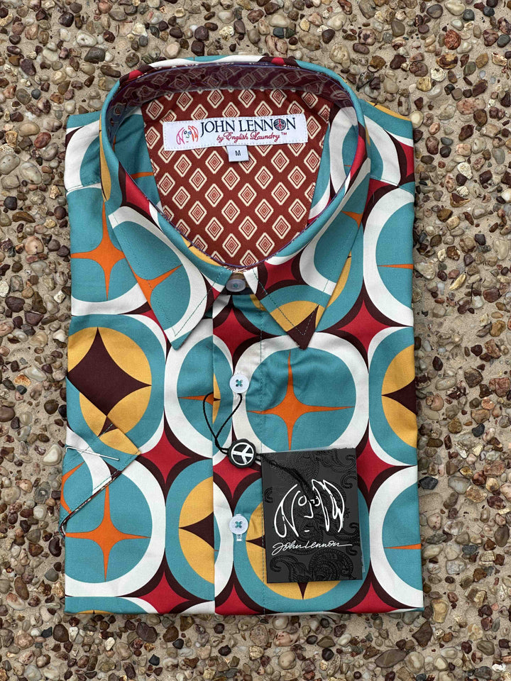 JOHN LENNON Mens Chequers Short Sleeve Shirt in Multi