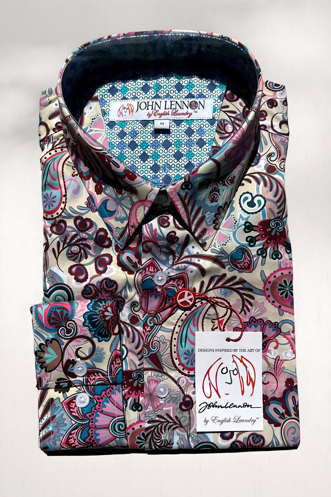JOHN LENNON Mens Clifton Long Sleeve Shirt - White Floral Paisley, MENS SHIRTS, JOHN LENNON, Elwood 101