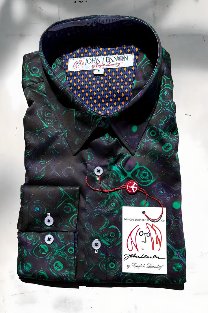 JOHN LENNON Mens Flixton Long Sleeve Shirt - Storm Green, MENS SHIRTS, JOHN LENNON, Elwood 101