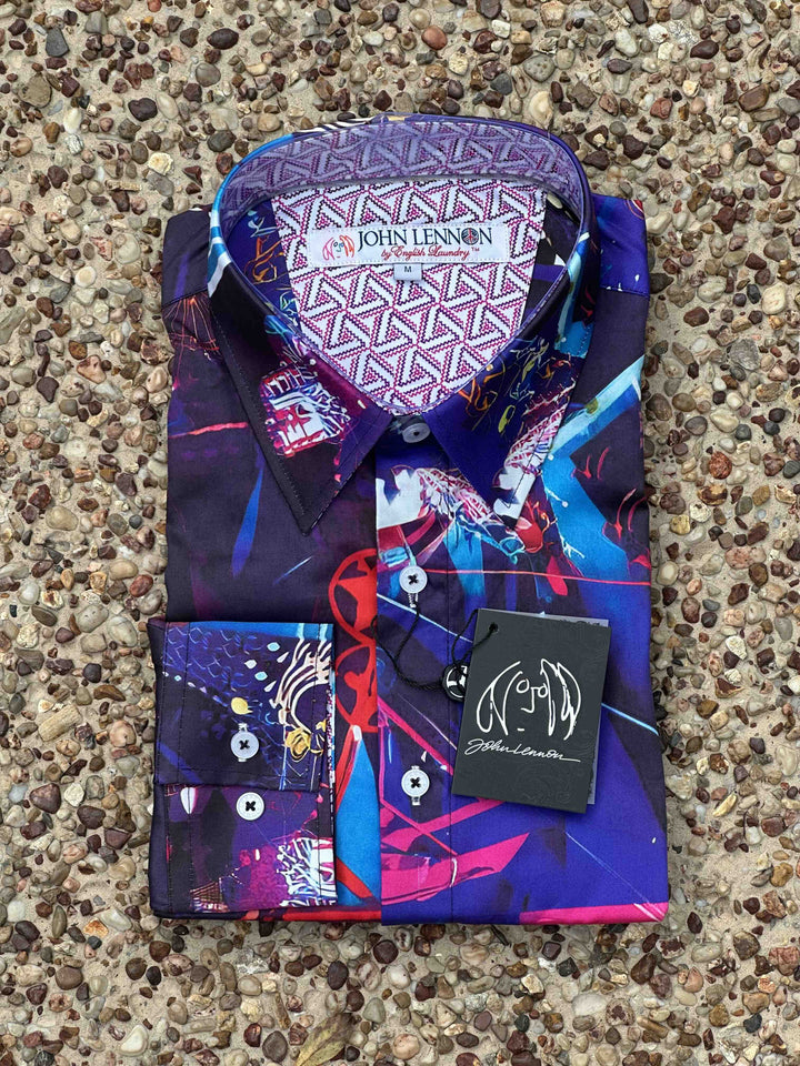 JOHN LENNON Mens John Long Sleeve Shirt in Multi, MENS SHIRTS, JOHN LENNON, Elwood 101