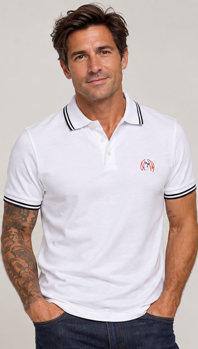 JOHN LENNON Mens Liam Polo Shirt in White, MENS TEE SHIRTS, JOHN LENNON, Elwood 101