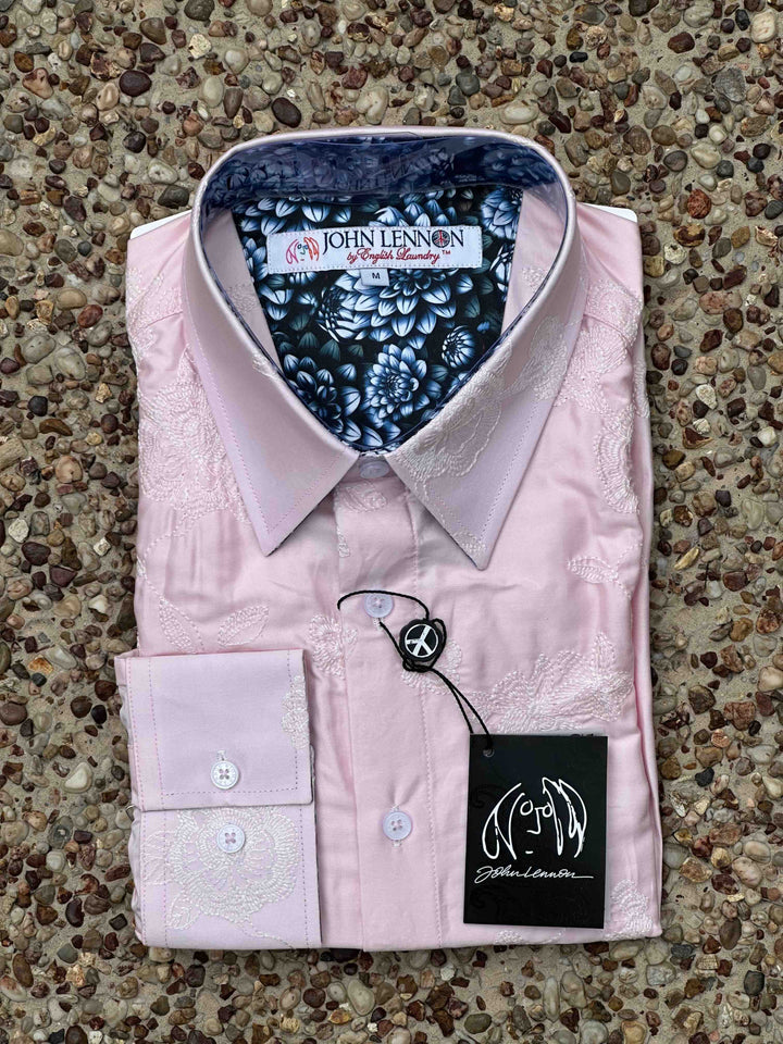 JOHN LENNON Mens Pemperdon Long Sleeve Shirt in Pink, MENS SHIRTS, JOHN LENNON, Elwood 101
