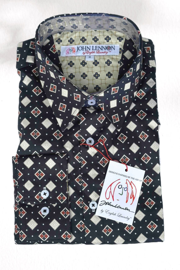JOHN LENNON Mens Rochdale Long Sleeve Shirt - Ink