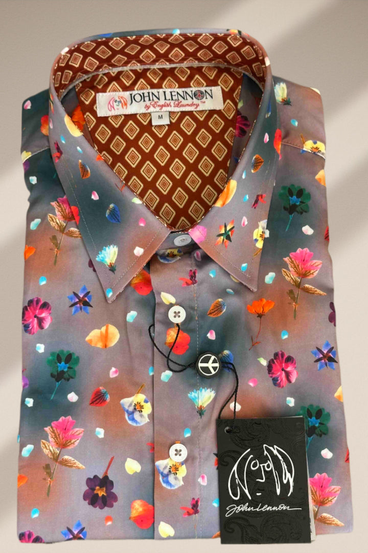 JOHN LENNON Mens Stockport Short Sleeve Shirt Mud
