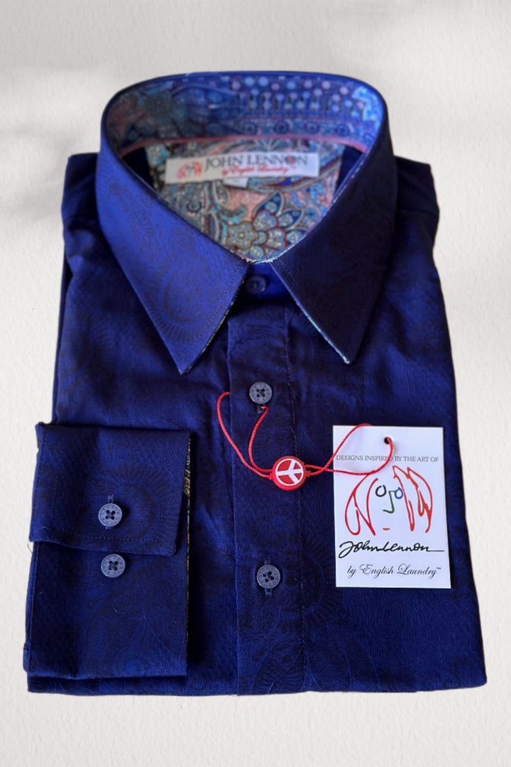 JOHN LENNON Mens Wilton Long Sleeve Shirt '24 - Navy, MENS SHIRTS, JOHN LENNON, Elwood 101