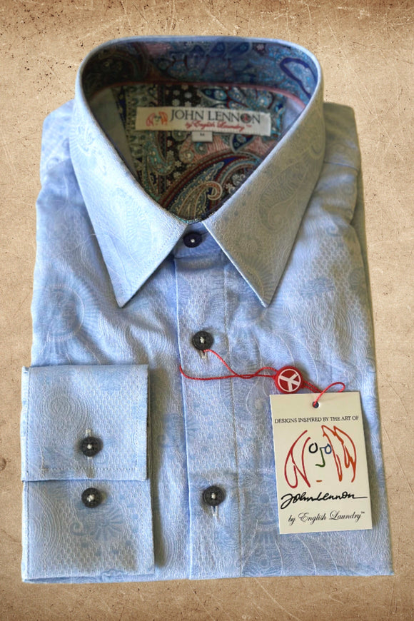 JOHN LENNON Mens Wilton Long Sleeve Shirt '24 - Sky, MENS SHIRTS, JOHN LENNON, Elwood 101