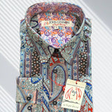 JOHN LENNON Mens Boston Long Sleeve Paisley Shirt - Royal, MENS SHIRTS, JOHN LENNON, Elwood 101