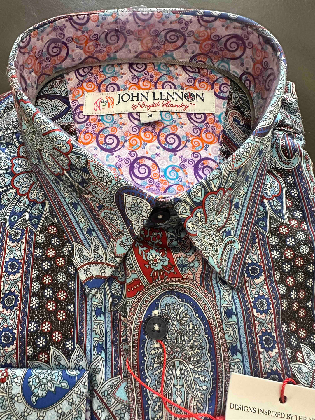 JOHN LENNON Mens Boston Long Sleeve Paisley Shirt - Royal, MENS SHIRTS, JOHN LENNON, Elwood 101