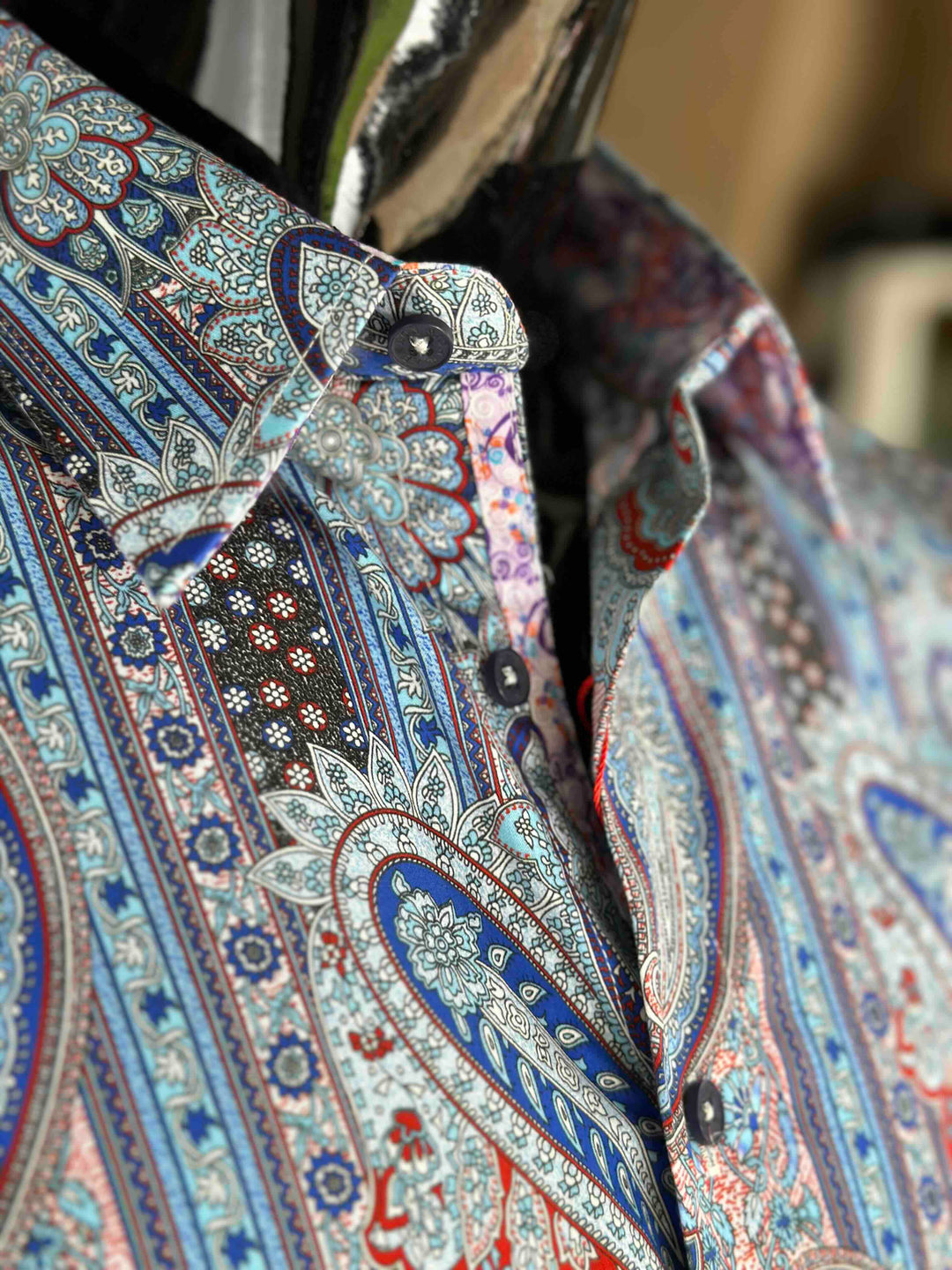 JOHN LENNON Mens Boston Long Sleeve Paisley Shirt - Royal, MENS SHIRTS, JOHN LENNON, Elwood 101
