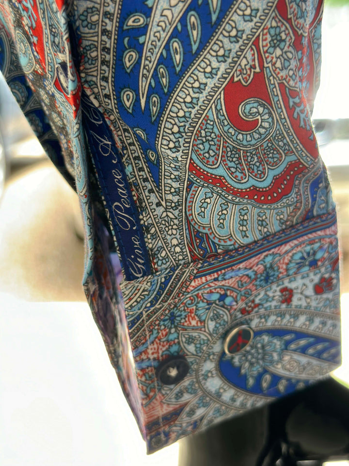 JOHN LENNON Mens Boston Long Sleeve Paisley Shirt - Royal, MENS SHIRTS, JOHN LENNON, Elwood 101