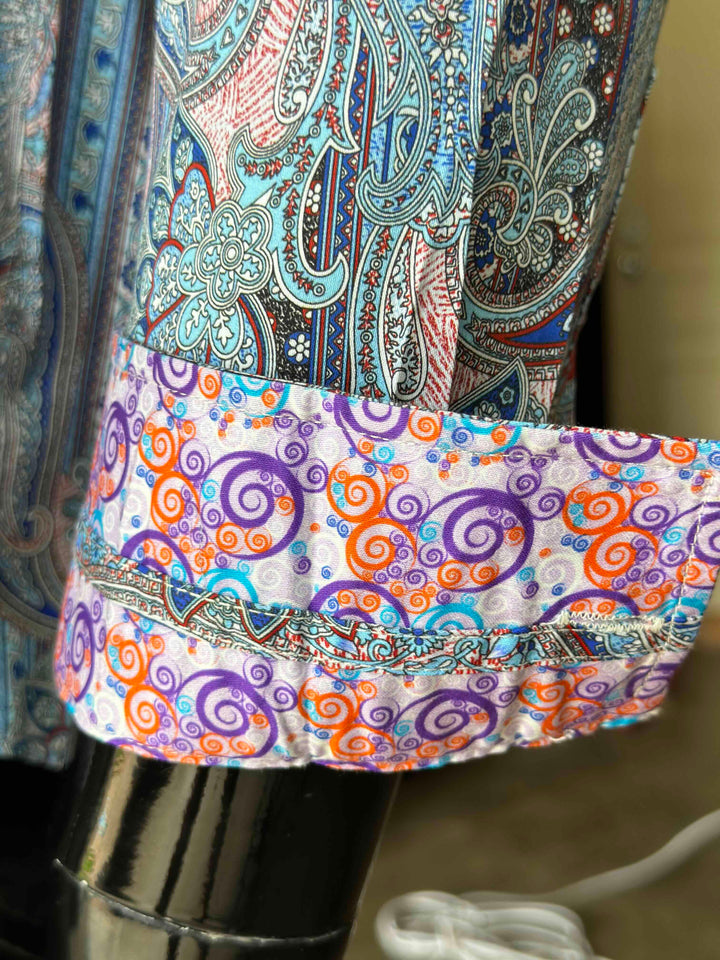 JOHN LENNON Mens Boston Long Sleeve Paisley Shirt - Royal, MENS SHIRTS, JOHN LENNON, Elwood 101