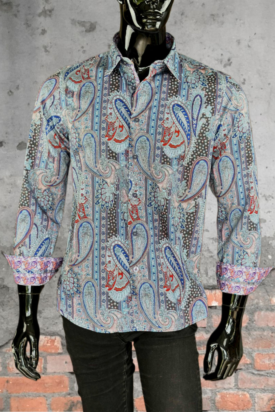JOHN LENNON Mens Boston Long Sleeve Paisley Shirt - Royal, MENS SHIRTS, JOHN LENNON, Elwood 101