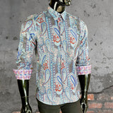 JOHN LENNON Mens Boston Long Sleeve Paisley Shirt - Royal, MENS SHIRTS, JOHN LENNON, Elwood 101