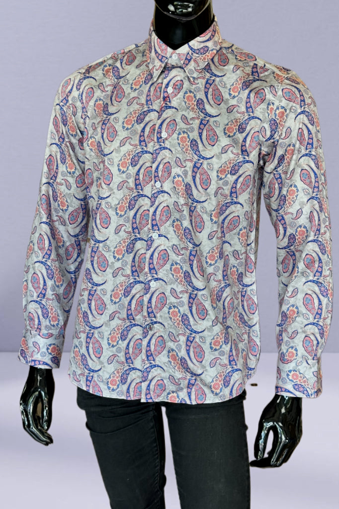 JOHN LENNON Mens Ipswich Paisley Shirt - Putty, MENS SHIRTS, JOHN LENNON, Elwood 101
