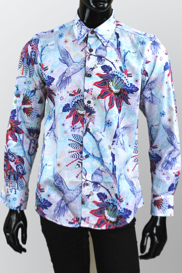 JOHN LENNON Mens Mountfield Long Sleeve Shirt Aqua, MENS SHIRTS, JOHN LENNON, Elwood 101