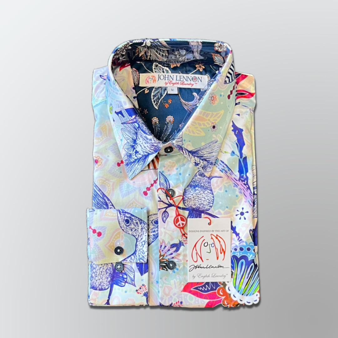 JOHN LENNON Mens Mountfield Long Sleeve Shirt Aqua, MENS SHIRTS, JOHN LENNON, Elwood 101