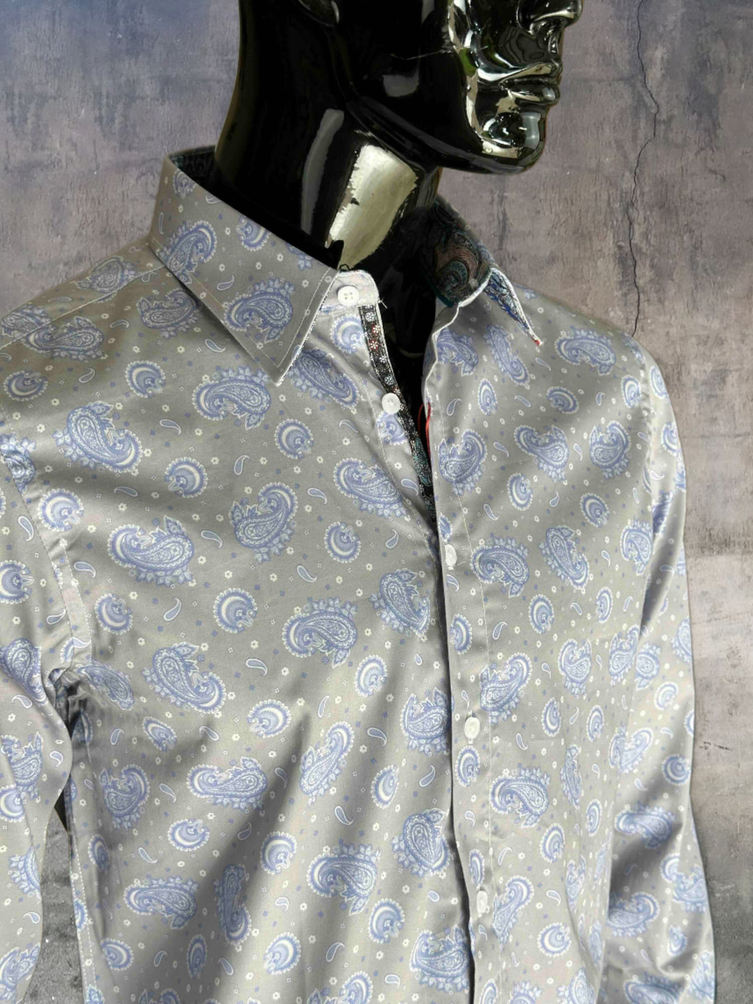 JOHN LENNON Mens Newport Long Sleeve Paisley Shirt - Mist, MENS SHIRTS, JOHN LENNON, Elwood 101