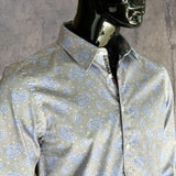 JOHN LENNON Mens Newport Long Sleeve Paisley Shirt - Mist, MENS SHIRTS, JOHN LENNON, Elwood 101