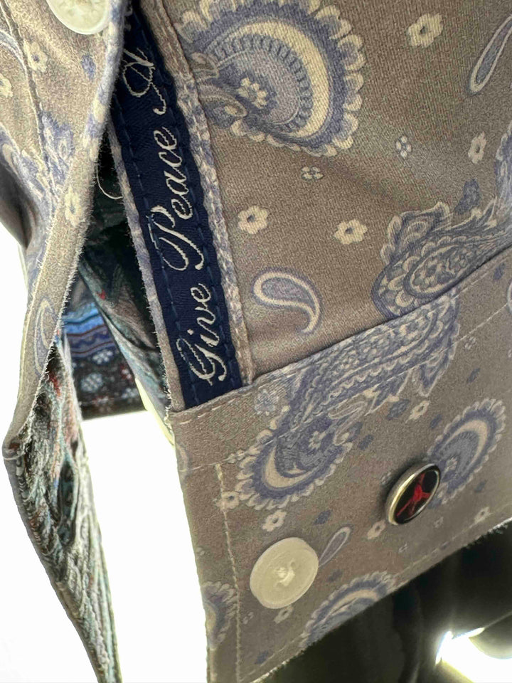 JOHN LENNON Mens Newport Long Sleeve Paisley Shirt - Mist, MENS SHIRTS, JOHN LENNON, Elwood 101