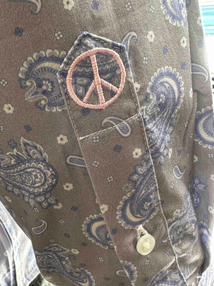 JOHN LENNON Mens Newport Long Sleeve Paisley Shirt - Mist, MENS SHIRTS, JOHN LENNON, Elwood 101