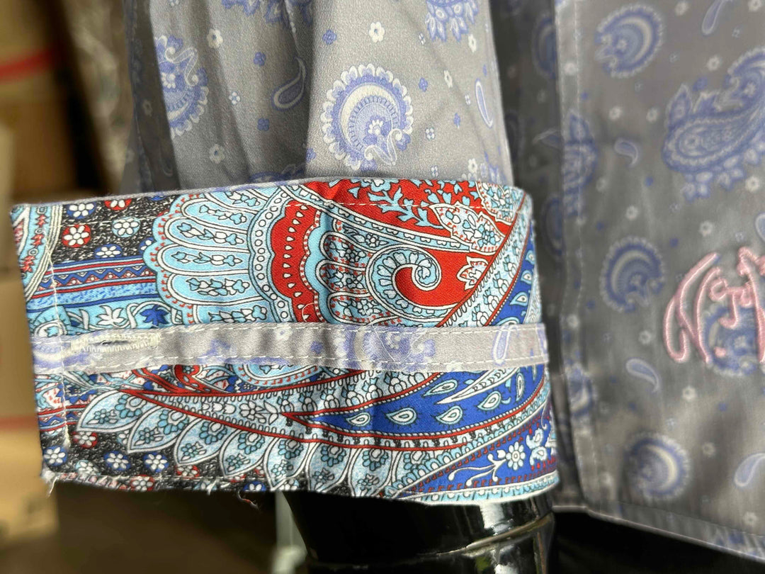 JOHN LENNON Mens Newport Long Sleeve Paisley Shirt - Mist, MENS SHIRTS, JOHN LENNON, Elwood 101