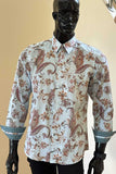 JOHN LENNON Mens Queens Park Long Sleeve Shirt - Mint Paisley, MENS SHIRTS, JOHN LENNON, Elwood 101