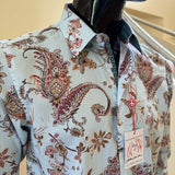 JOHN LENNON Mens Queens Park Long Sleeve Shirt - Mint Paisley, MENS SHIRTS, JOHN LENNON, Elwood 101