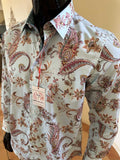 JOHN LENNON Mens Queens Park Long Sleeve Shirt - Mint Paisley, MENS SHIRTS, JOHN LENNON, Elwood 101