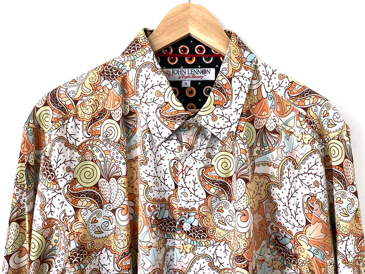JOHN LENNON Mens Watford Long Sleeve Paisley Shirt - Mustard, MENS SHIRTS, JOHN LENNON, Elwood 101