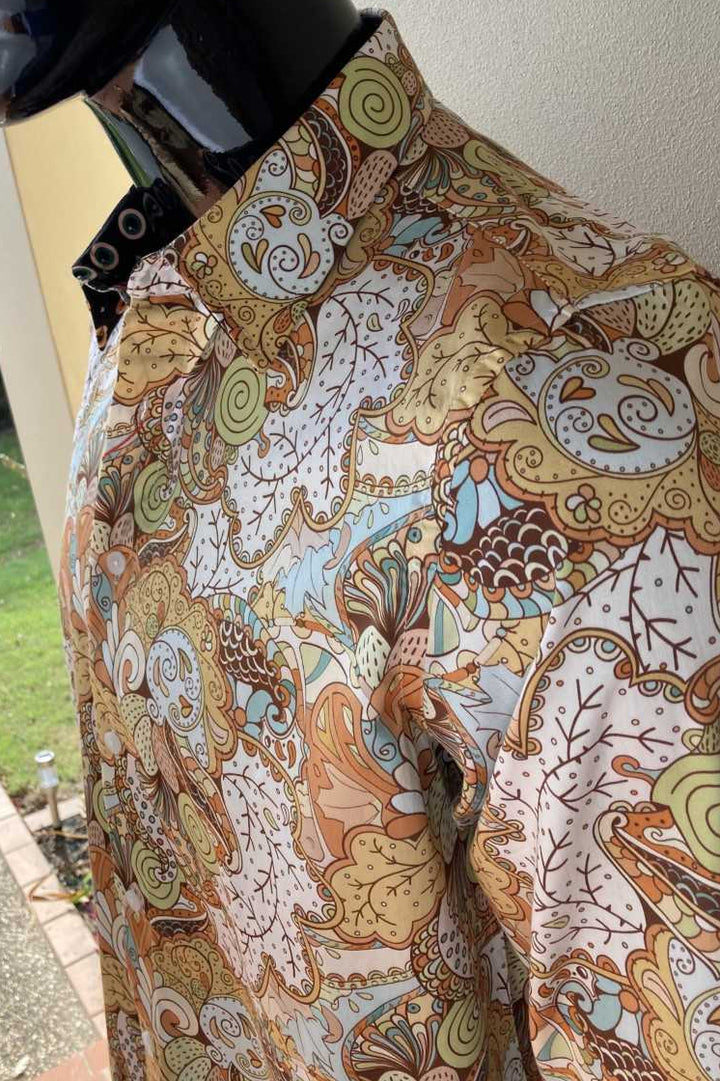 JOHN LENNON Mens Watford Long Sleeve Paisley Shirt - Mustard, MENS SHIRTS, JOHN LENNON, Elwood 101