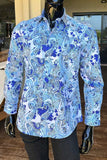 JOHN LENNON Mens Wigan Long Sleeve Paisley Shirt - Blue, MENS SHIRTS, JOHN LENNON, Elwood 101