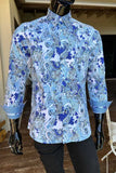 JOHN LENNON Mens Wigan Long Sleeve Paisley Shirt - Blue, MENS SHIRTS, JOHN LENNON, Elwood 101