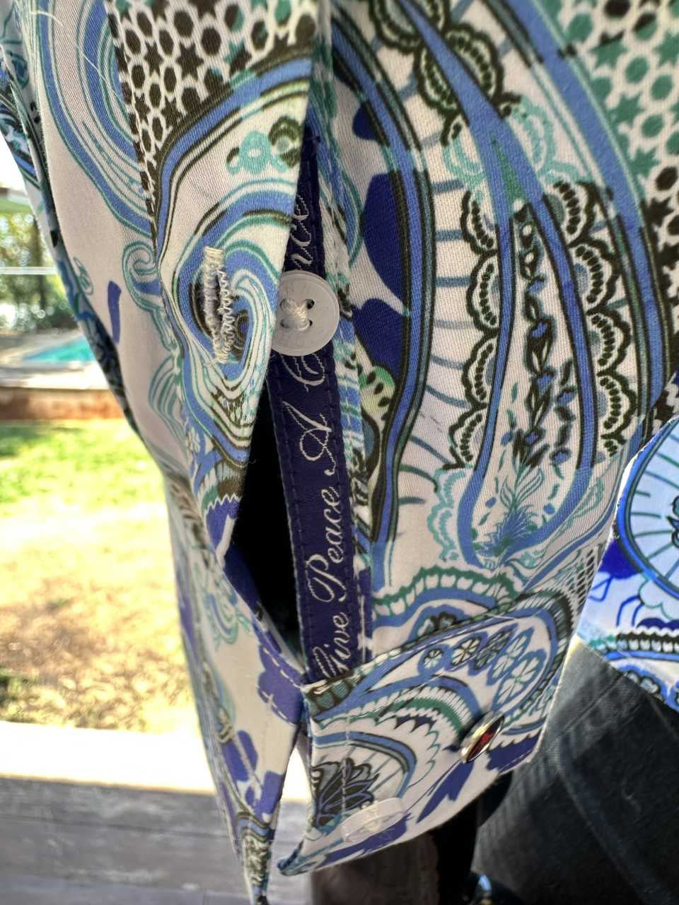 JOHN LENNON Mens Wigan Long Sleeve Paisley Shirt - Blue, MENS SHIRTS, JOHN LENNON, Elwood 101