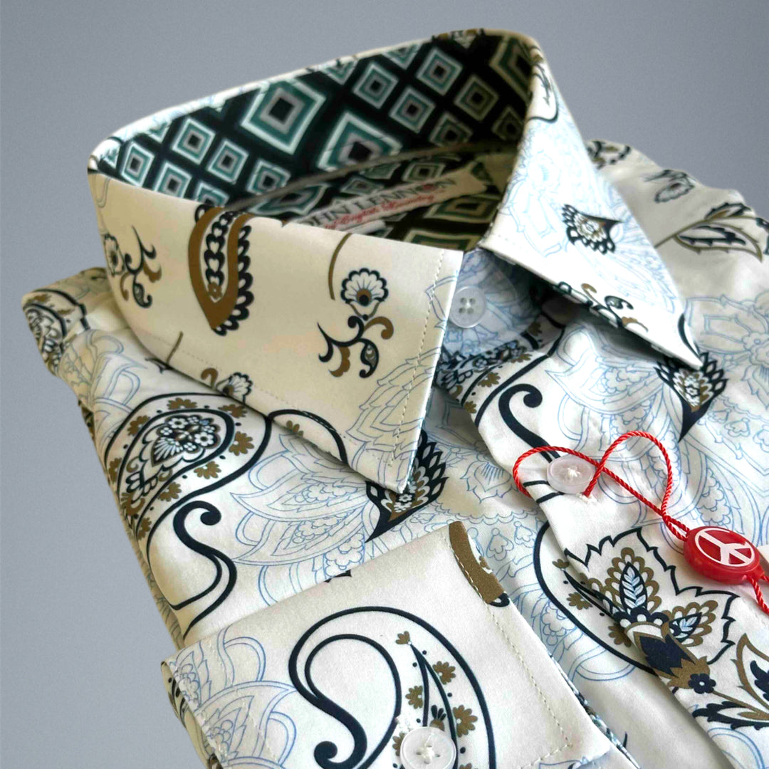 JOHN LENNON Mens Ashbury Long Sleeve Paisley Shirt - White, MENS SHIRTS, JOHN LENNON, Elwood 101