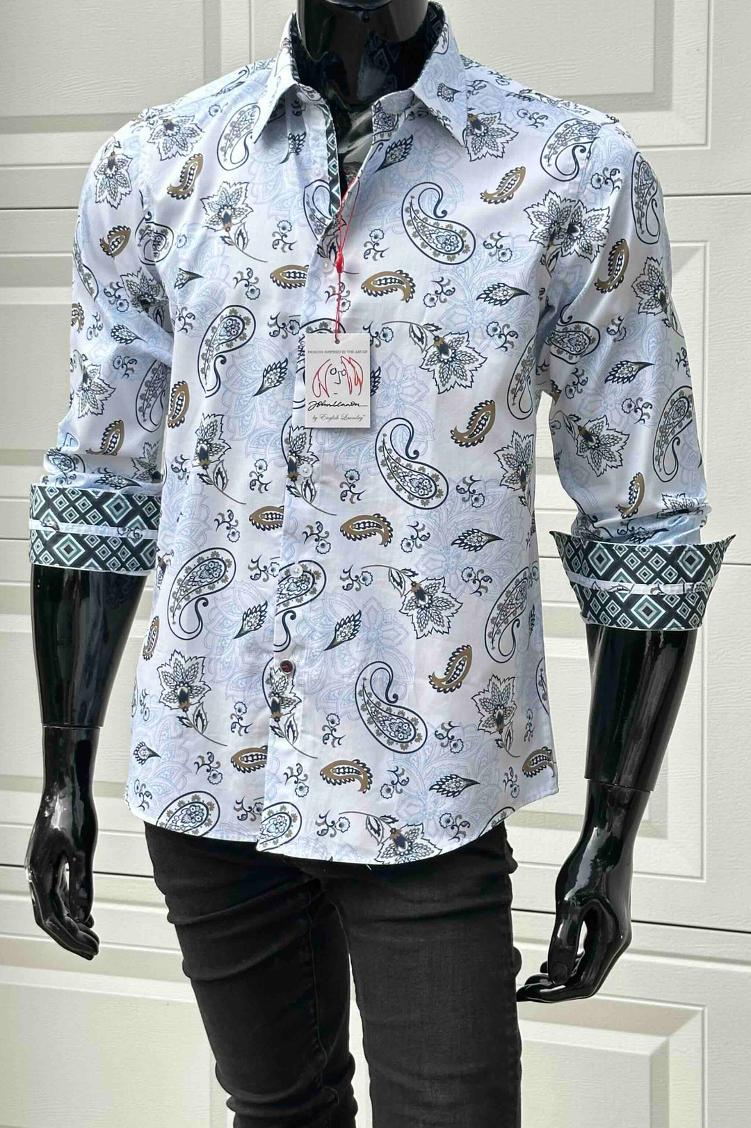 JOHN LENNON Mens Ashbury Long Sleeve Paisley Shirt - White, MENS SHIRTS, JOHN LENNON, Elwood 101