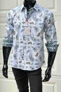 JOHN LENNON Mens Ashbury Long Sleeve Paisley Shirt - White