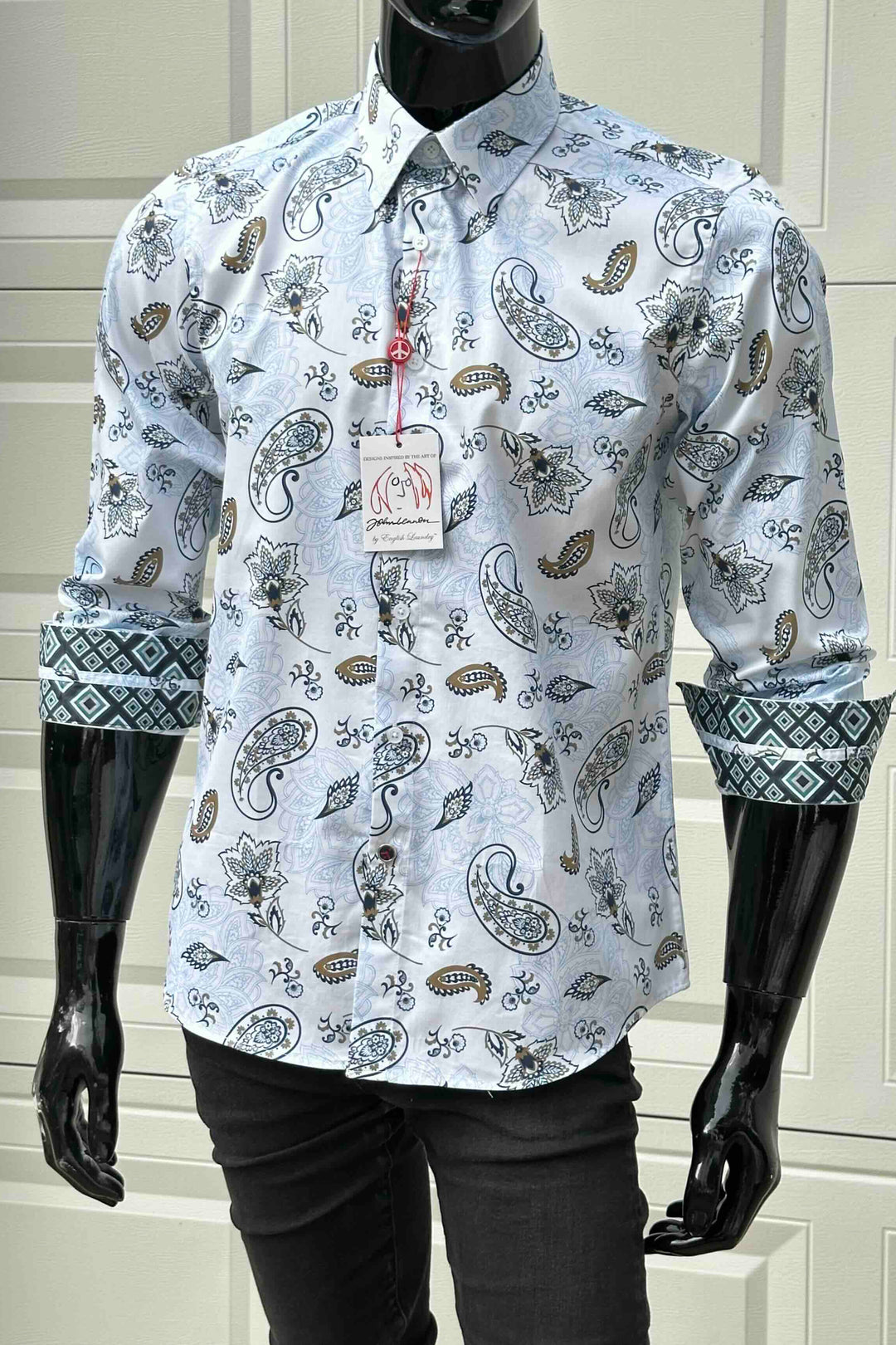JOHN LENNON Mens Ashbury Long Sleeve Paisley Shirt - White, MENS SHIRTS, JOHN LENNON, Elwood 101