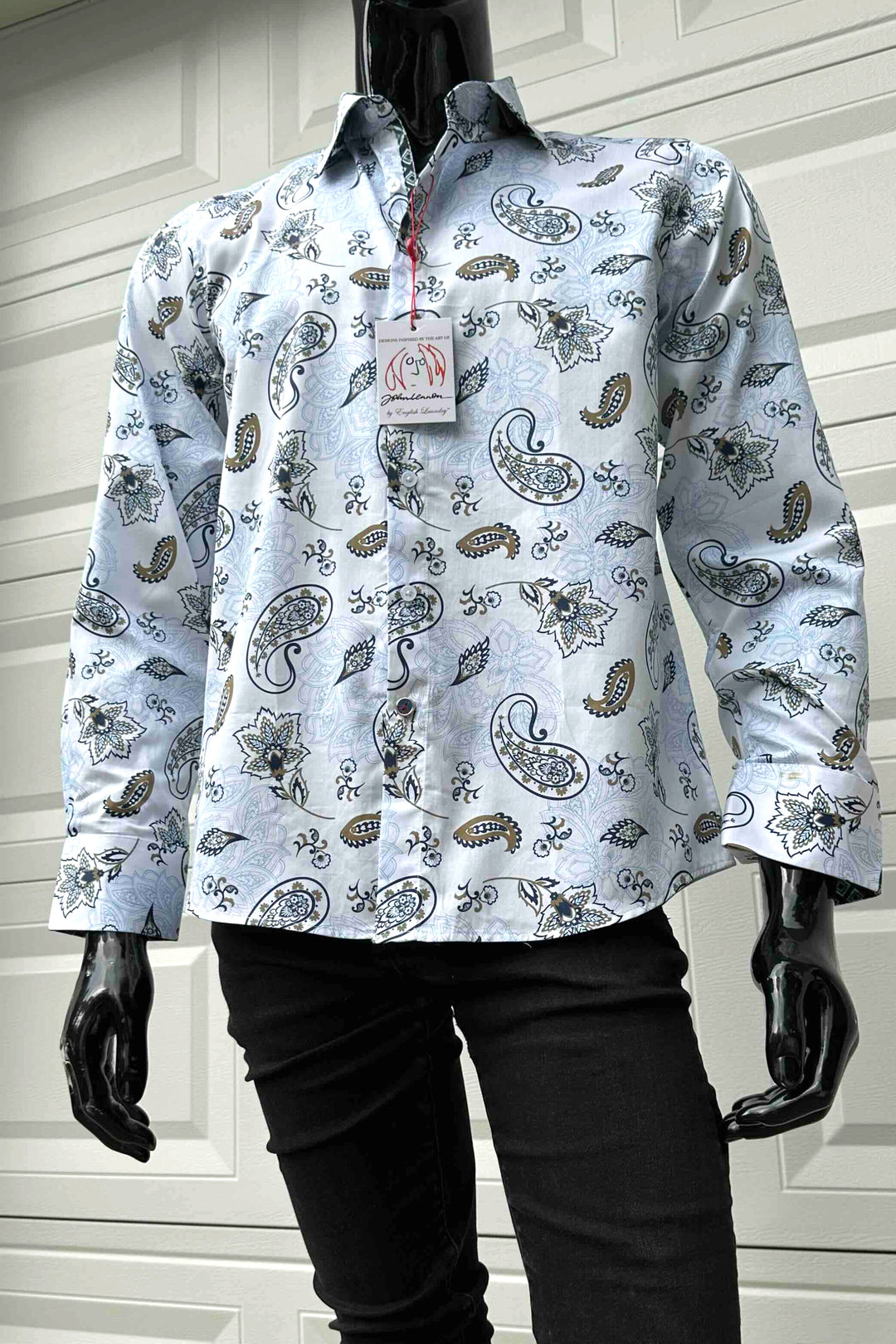 JOHN LENNON Mens Ashbury Long Sleeve Paisley Shirt - White, MENS SHIRTS, JOHN LENNON, Elwood 101