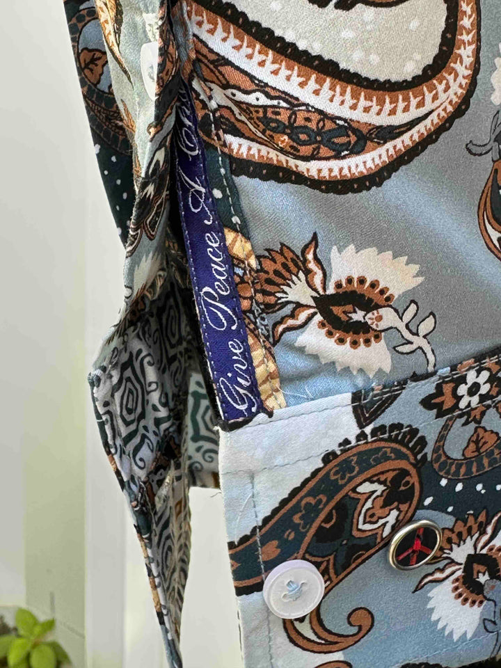 JOHN LENNON Mens Atherton Long Sleeve Paisley Shirt - Steel, MENS SHIRTS, JOHN LENNON, Elwood 101