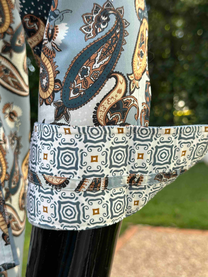 JOHN LENNON Mens Atherton Long Sleeve Paisley Shirt - Steel, MENS SHIRTS, JOHN LENNON, Elwood 101