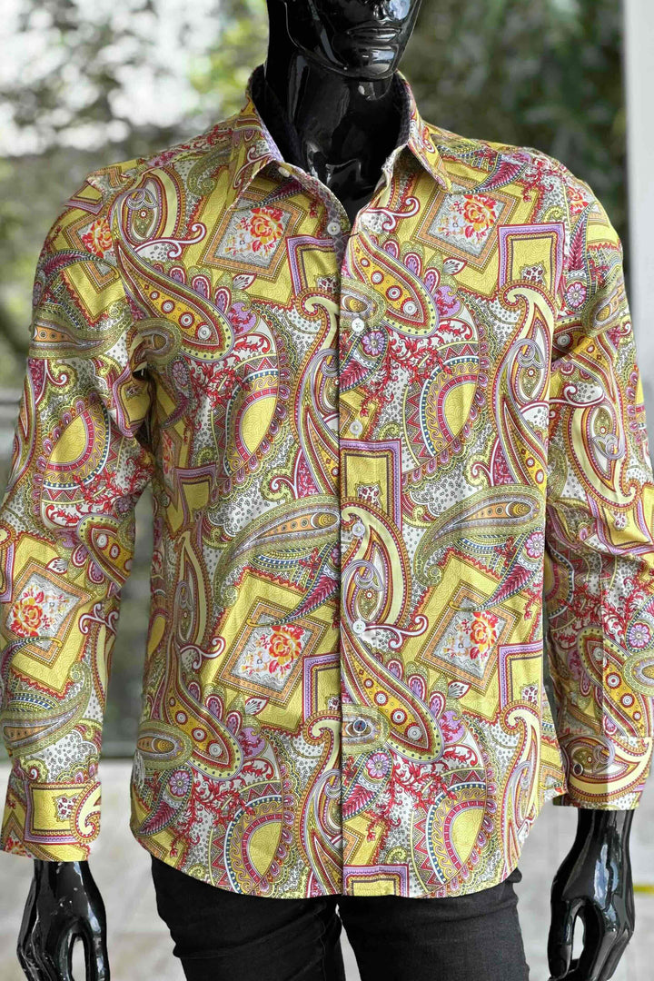 JOHN LENNON Mens Bath Long Sleeve Paisley Shirt in Multi Print, MENS SHIRTS, JOHN LENNON, Elwood 101