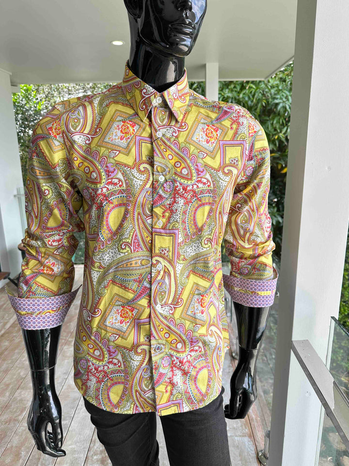 JOHN LENNON Mens Bath Long Sleeve Paisley Shirt in Multi Print, MENS SHIRTS, JOHN LENNON, Elwood 101