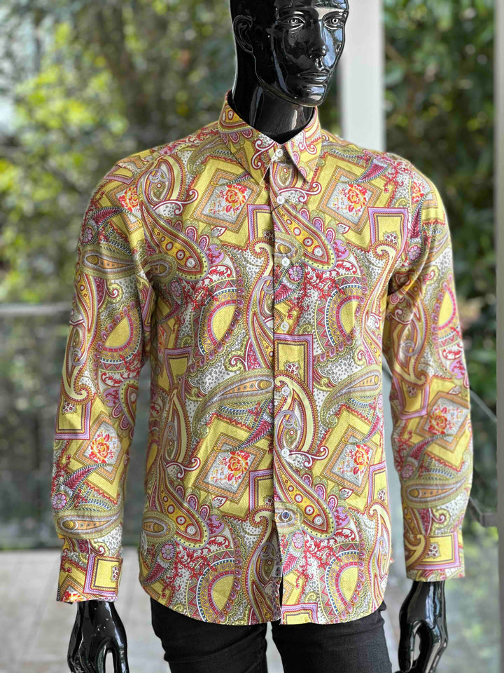 JOHN LENNON Mens Bath Long Sleeve Paisley Shirt in Multi Print, MENS SHIRTS, JOHN LENNON, Elwood 101