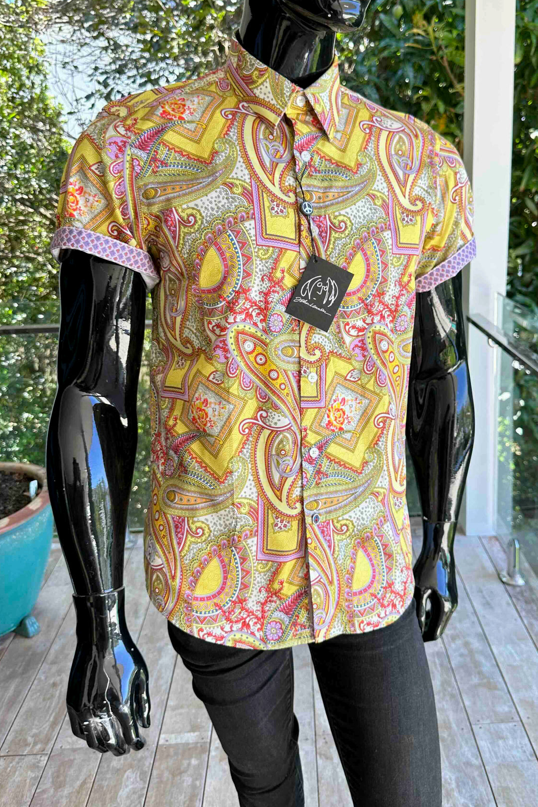 JOHN LENNON Mens Bath Short Sleeve Paisley Shirt in Multi