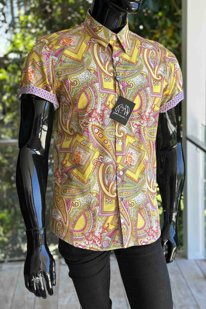 JOHN LENNON Mens Bath Short Sleeve Paisley Shirt in Multi